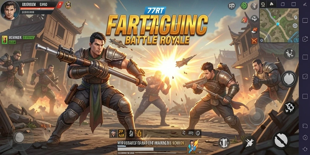 Gameplay seru 77RT menampilkan aksi Battle Royale yang intens.