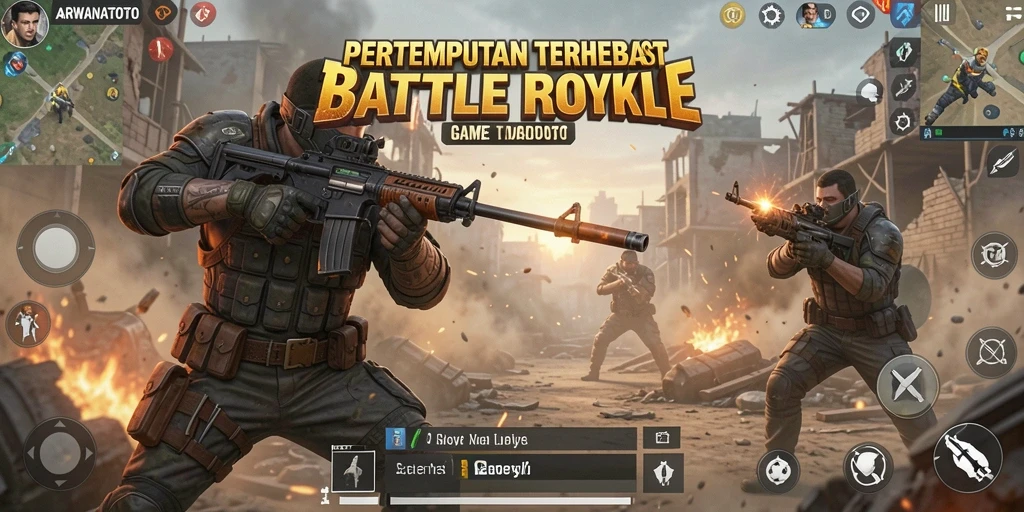 Screenshot ARWANATOTO menampilkan aksi seru dalam pertempuran Battle Royale.