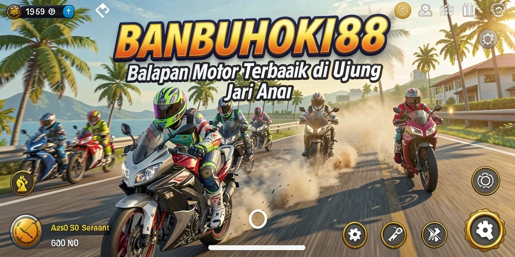 Tampilan gameplay seru di BANBUHOKI88 dengan aksi balapan yang mendebarkan.