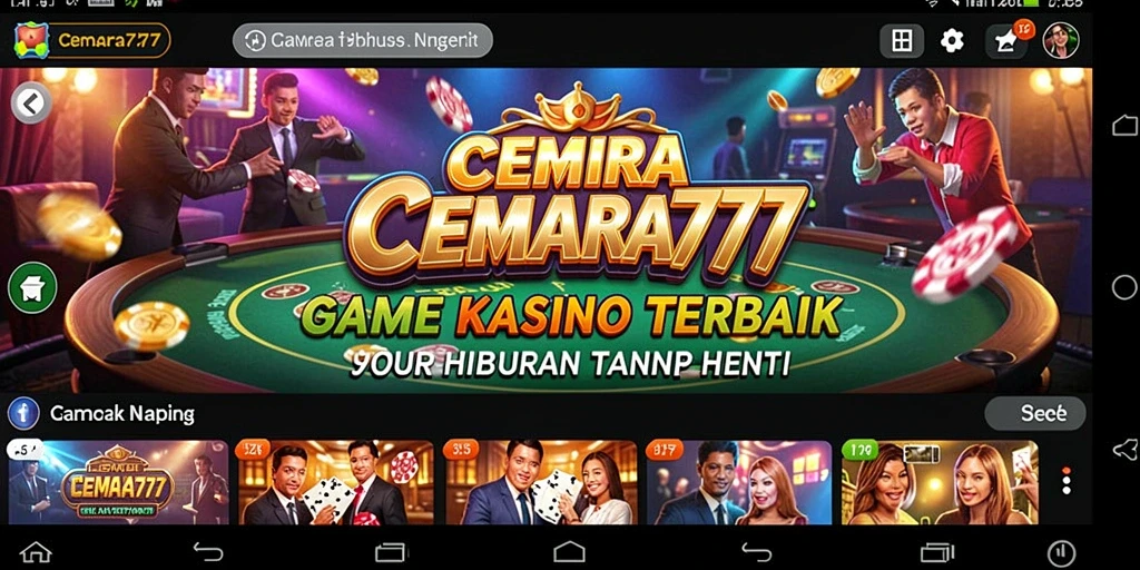 Tampilan dinamis gameplay CEMARA777 dengan nuansa Kasino yang autentik.