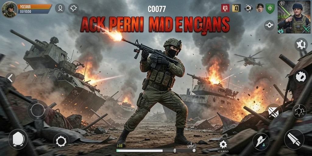 Screenshot gameplay COO77 dengan aksi tembak-menembak yang intens.