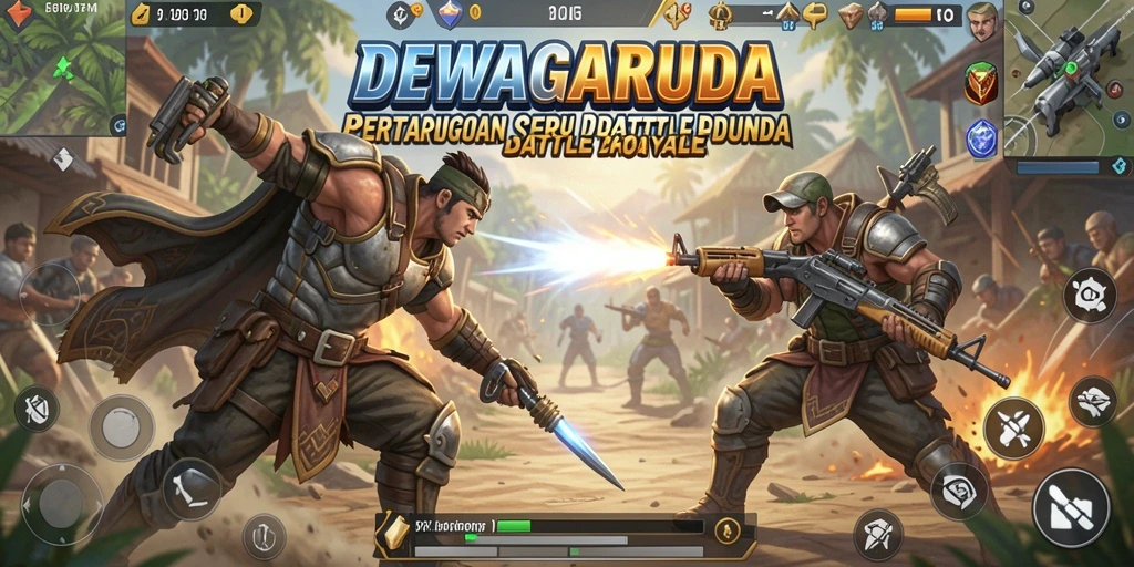 Tampilan seru gameplay DEWAGARUDA dengan aksi Battle Royale.