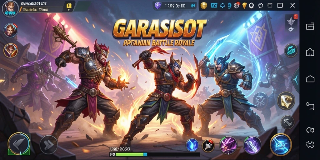 Screenshot GARASISLOT menampilkan aksi seru pertempuran Battle Royale.