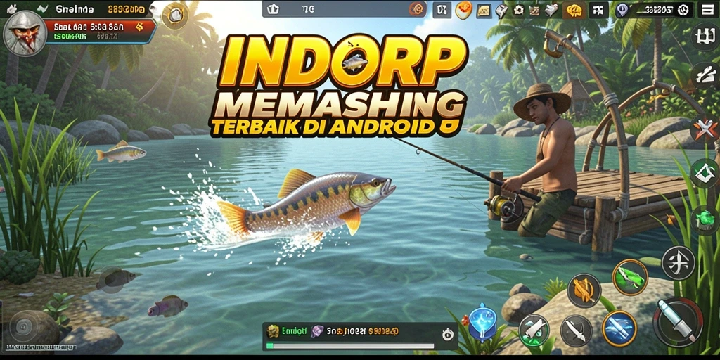 Tampilan gameplay <strong>INDORP</strong> dengan aksi memancing yang mendebarkan.