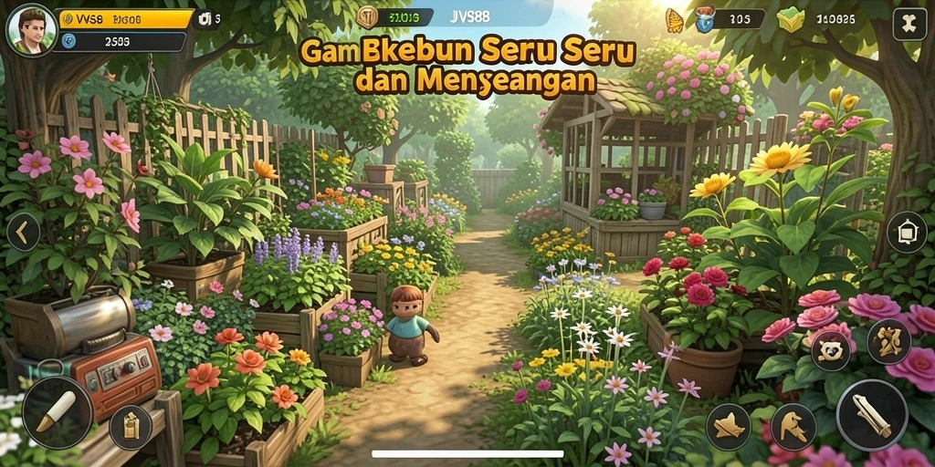 Tampilan gameplay JVS88 yang menampilkan aktivitas bertani yang seru.