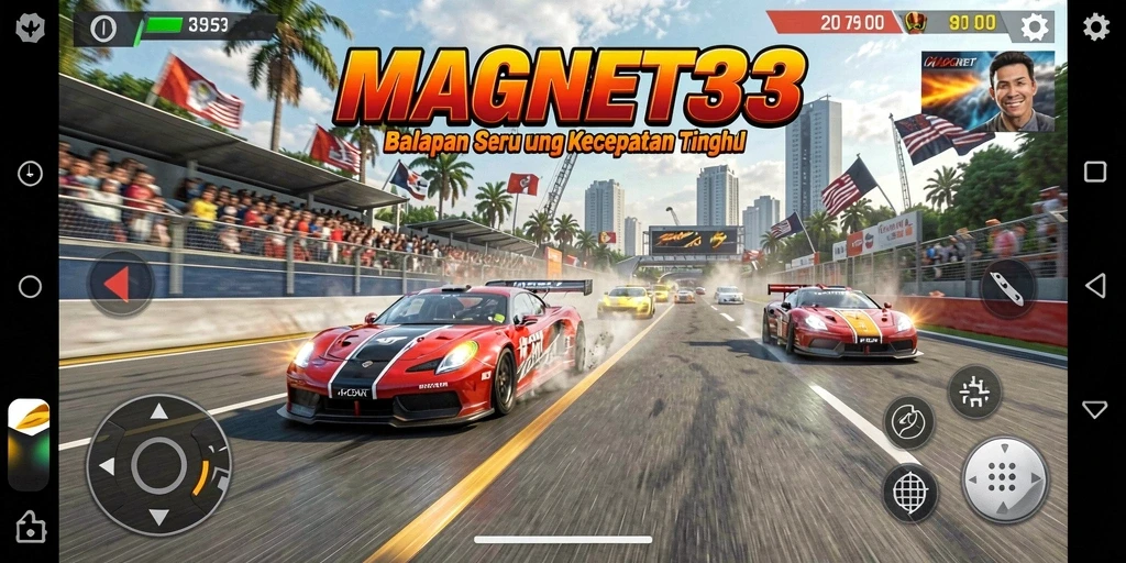 Tampilan gameplay balapan yang mendebarkan di MAGNET33.