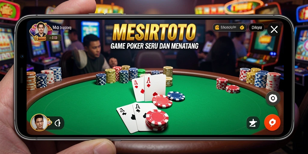 Screenshot gameplay MESIRTOTO menampilkan suasana Poker yang seru dan interaktif.