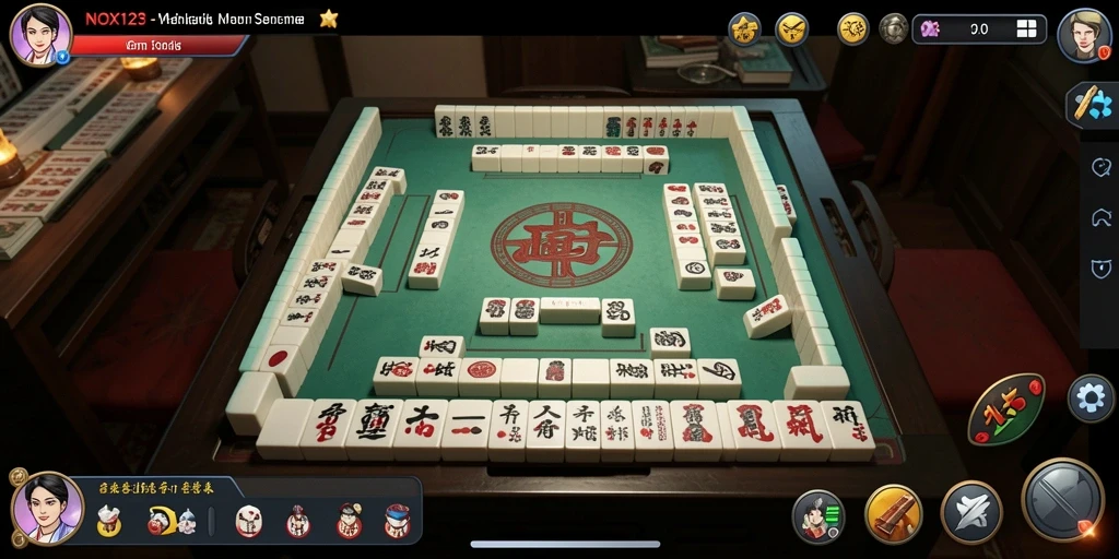 Screenshot permainan NOX123 menampilkan gameplay Mahjong yang seru dan menantang.