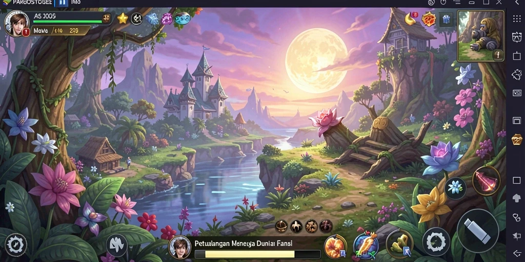Screenshot utama PAKBOSTOGEL menampilkan aksi seru dalam dunia petualangan fantastis.