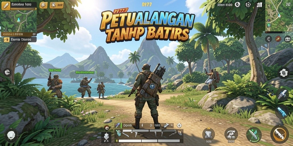 Tangkapan layar menunjukkan pemain dalam aksi menjelajahi dunia terbuka PF777.