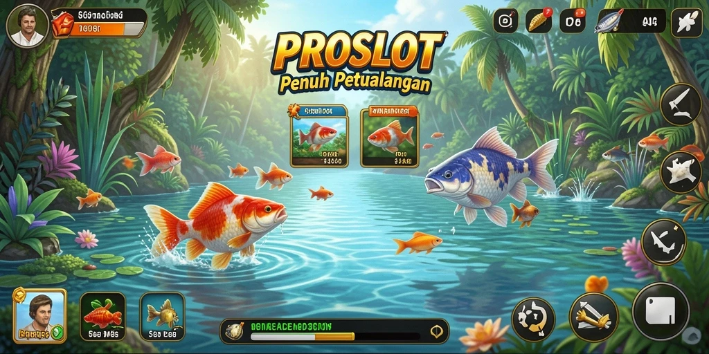 Tampilan menarik dari gameplay PROSLOT yang penuh dengan aksi memancing.