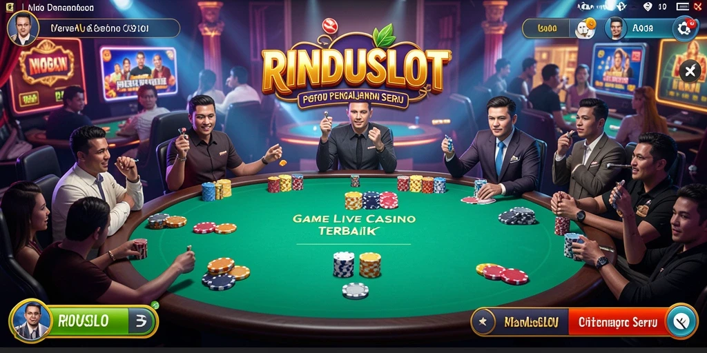 Screenshot gameplay RINDUSLOT menampilkan dealer live yang berinteraksi dengan pemain.