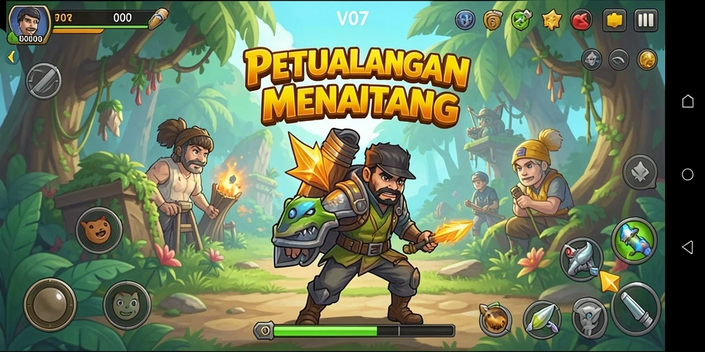 Tampilan gameplay menakjubkan V07 dengan aksi petualangan yang mendebarkan.