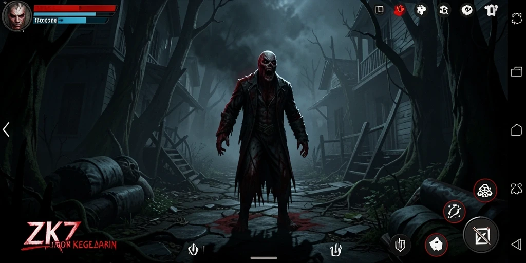 Screenshot ZK7 menampilkan suasana menyeramkan dalam gameplay Horror.